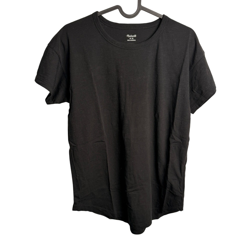 Madewell Womens Crewneck Tee‎ M Black Cotton Minimalist Basic Capsule Classic